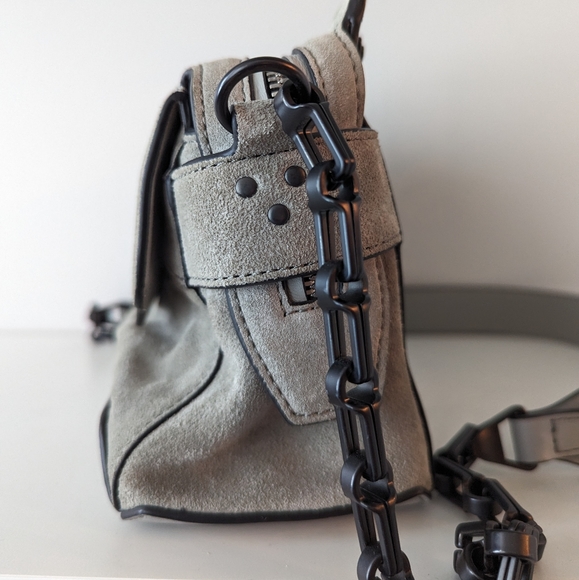 Rag & Bone Grey Suede Chain Link Bag - Picture 2 of 8